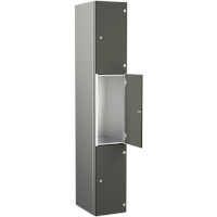 Zenbox Probe Wet Area Aluminium Locker 3 Door Dark Grey Height 1800mm x  Width 400mm x Depth 400mm Indoor Use 7 Year Warranty